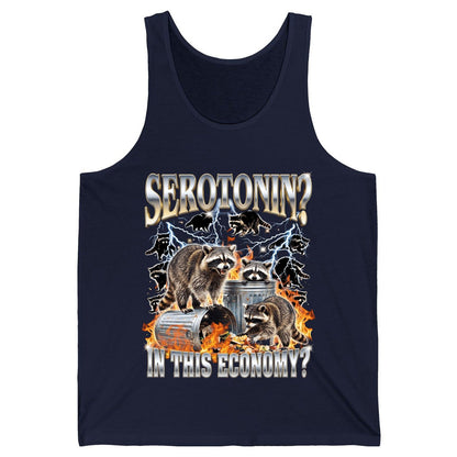 Serotonin in This Economy? raccoons Tank Top Navy product mockup