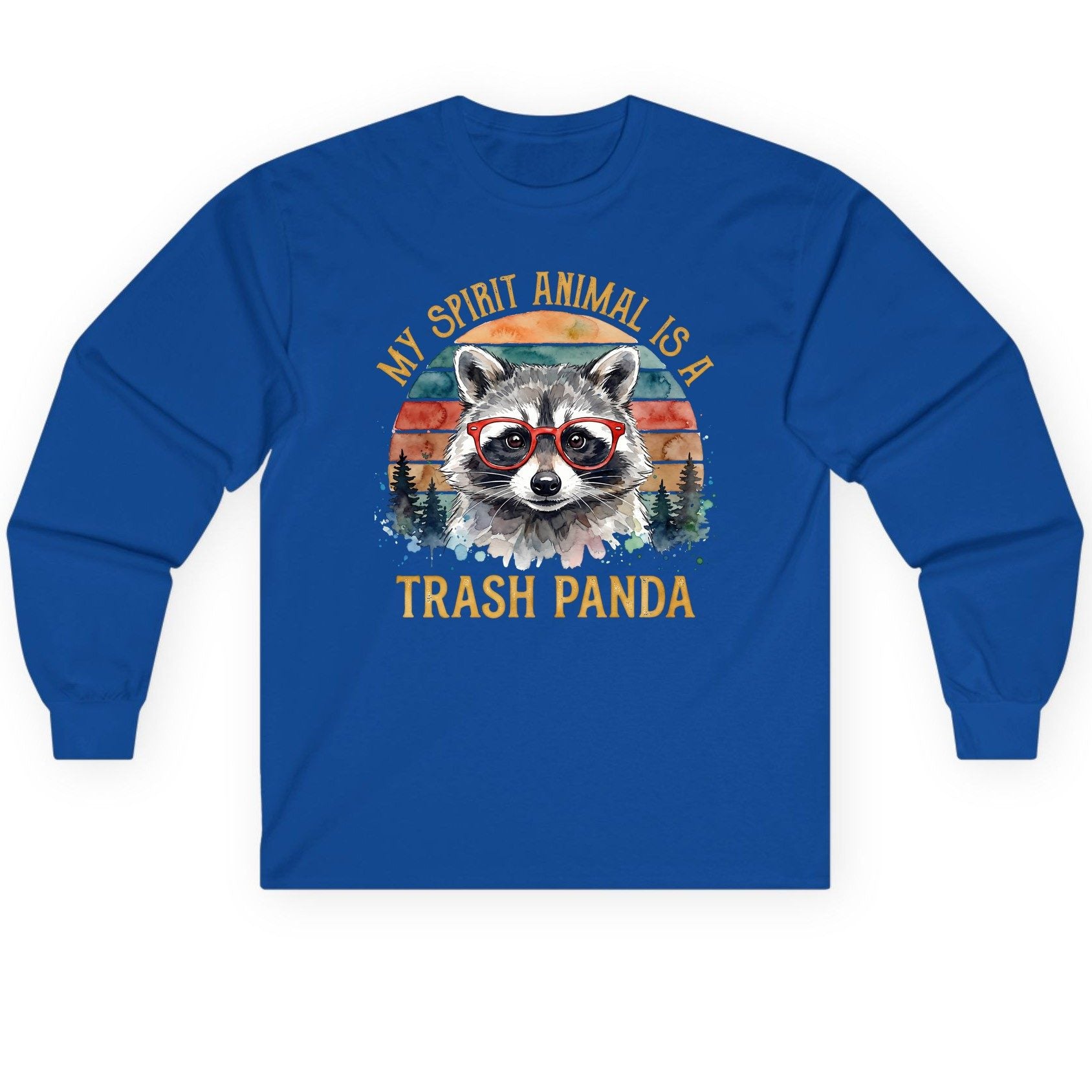 My Spirit Animal Is a Trash Panda raccoon Long Sleeve Tee Royal product mockup