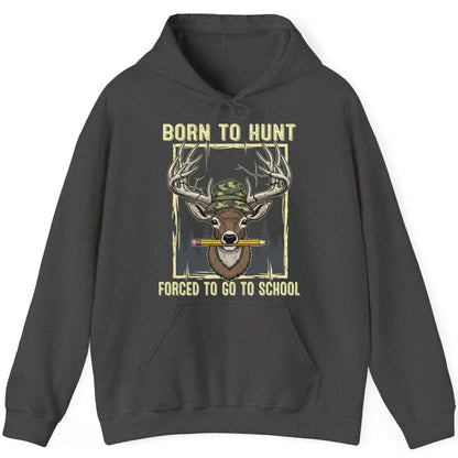 Born to Hunt Forced to Go to School hunting Hoodie Dark Heather product mockup