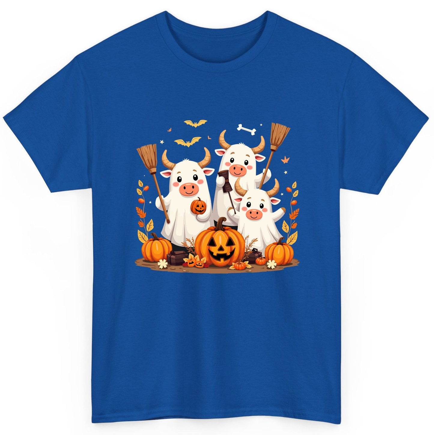 Cute Ghost Cows Halloween cows T-Shirt Royal product mockup