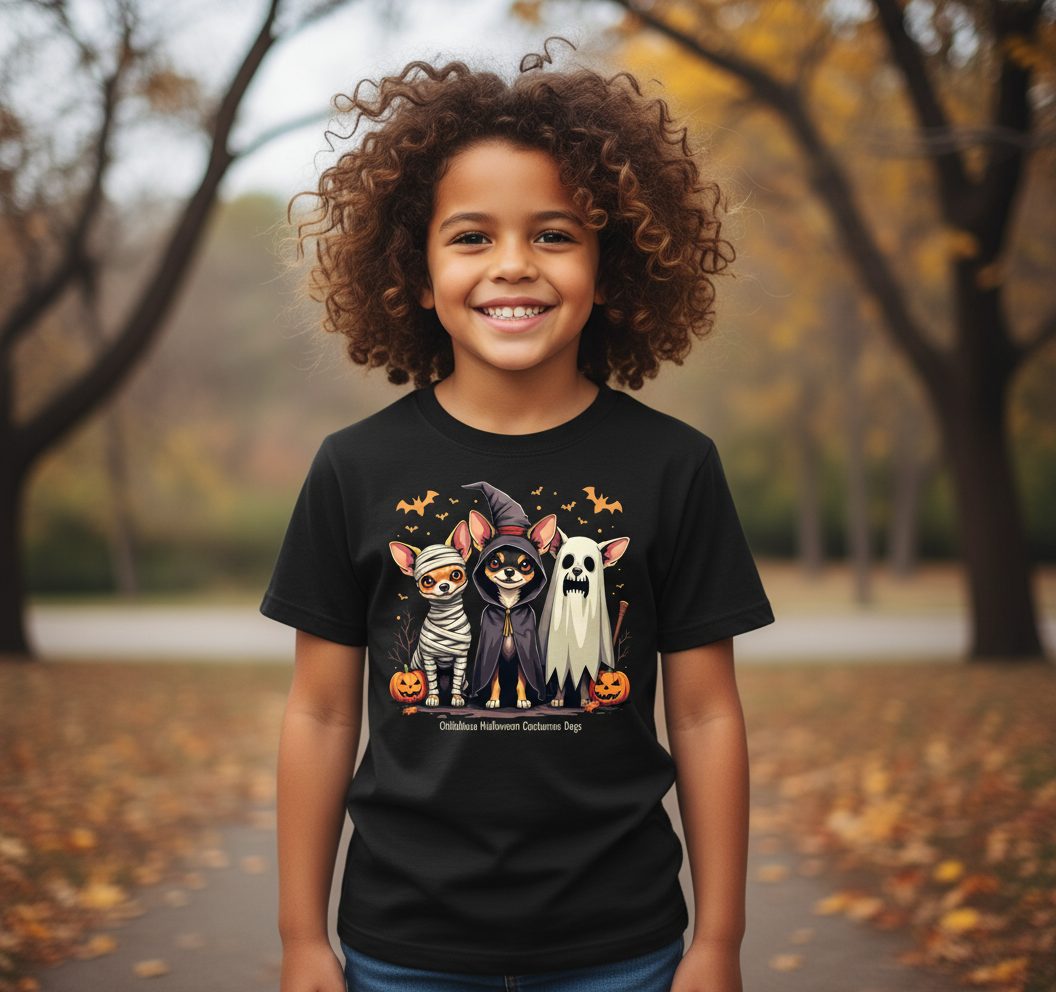 Chihuahua Halloween Costumes chihuahua dogs in Halloween costumes Youth T-Shirt Black lifestyle mockup