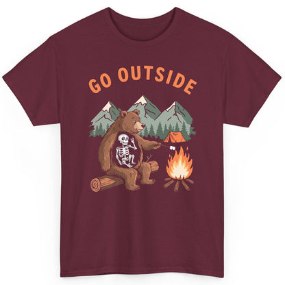 Go Outside funny bear T-Shirt Maroon product mockup