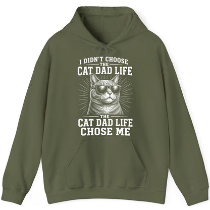 I Didn't Choose the Cat Dad Life the Cat Dad Life Chose Me cat dad Hoodie Military Green product mockup