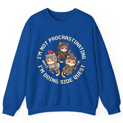 I'm Not Procrastinating I'm Doing Side Quest rpg cats Sweatshirt Royal product mockup