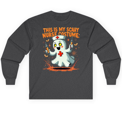 This Is My Scary Nurse Costume ghost nurse Long Sleeve Tee Dark Heather product mockup