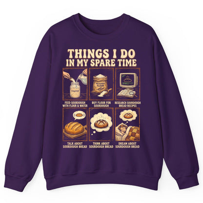 Things I Do in My Spare Time sourdough bread baking Sweatshirt Purple product mockup