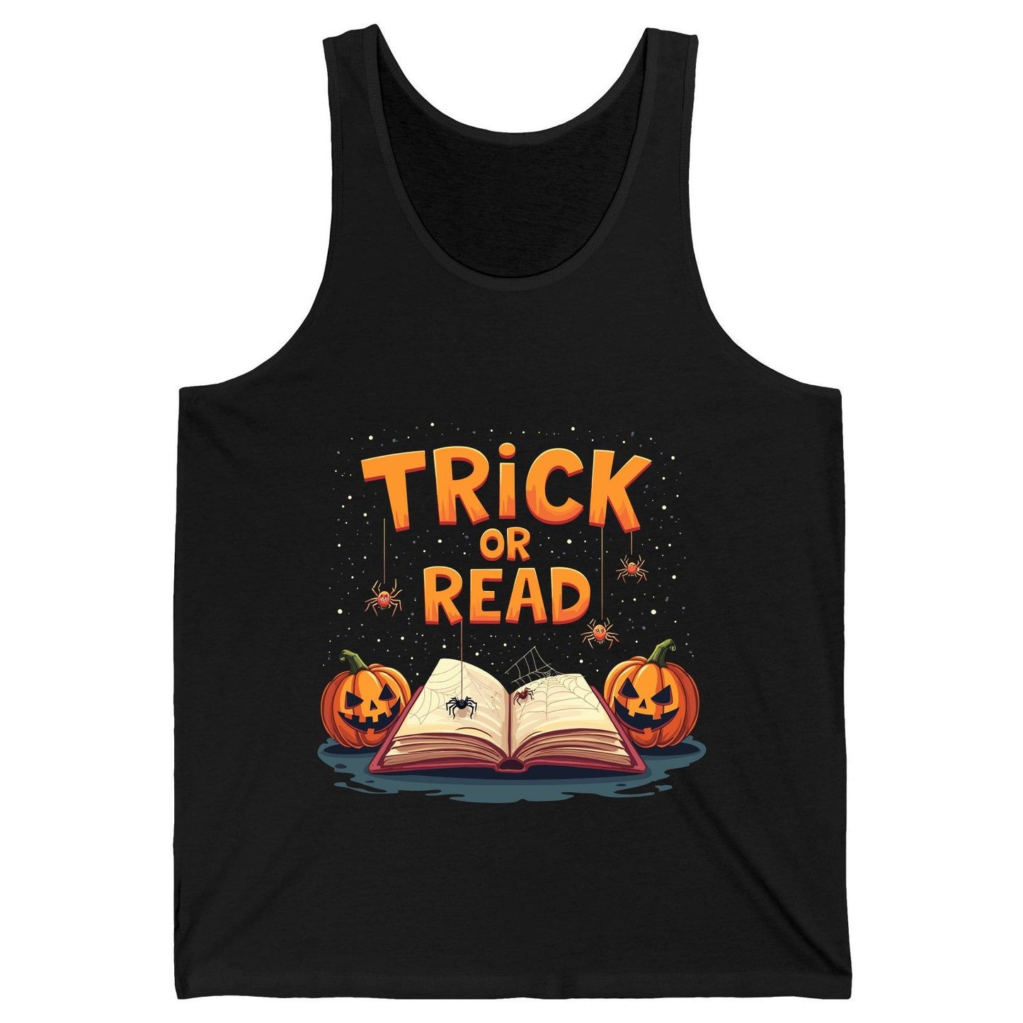 Trick or Read Halloween Tank Top Black product mockup