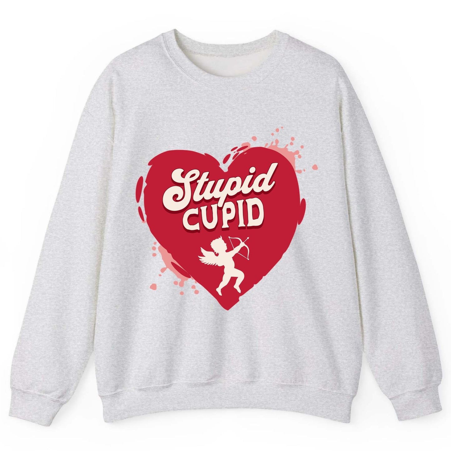 Stupid Cupid anti-Valentine's Day Sweatshirt Ash product mockup