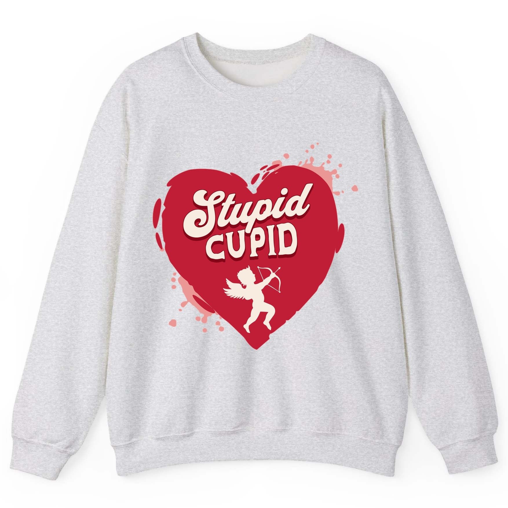 Stupid Cupid anti-Valentine's Day Sweatshirt Ash product mockup