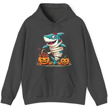 Mummy Shark Halloween shark Hoodie Dark Heather product mockup