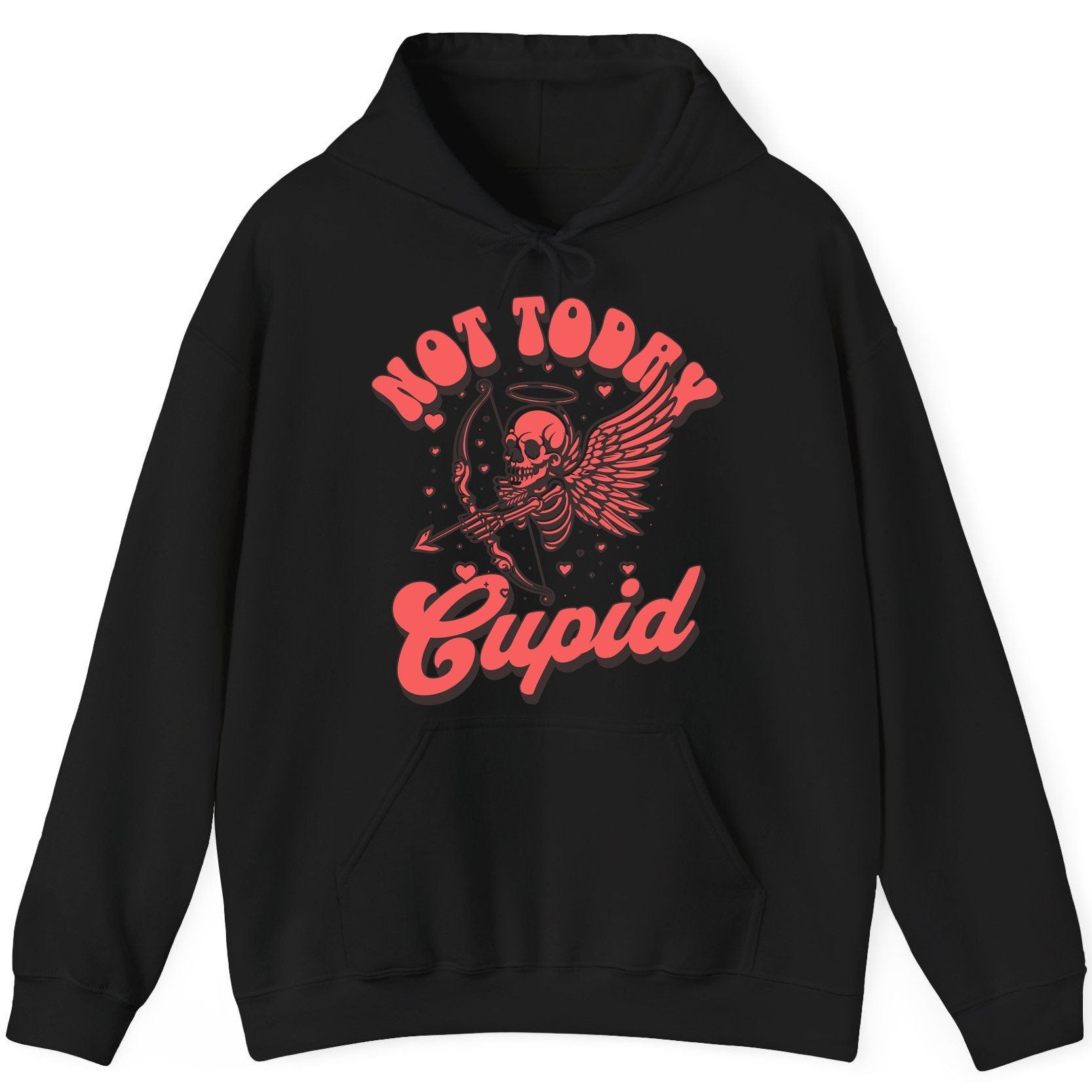 Not Today Cupid skeletal cupid Hoodie Black product mockup
