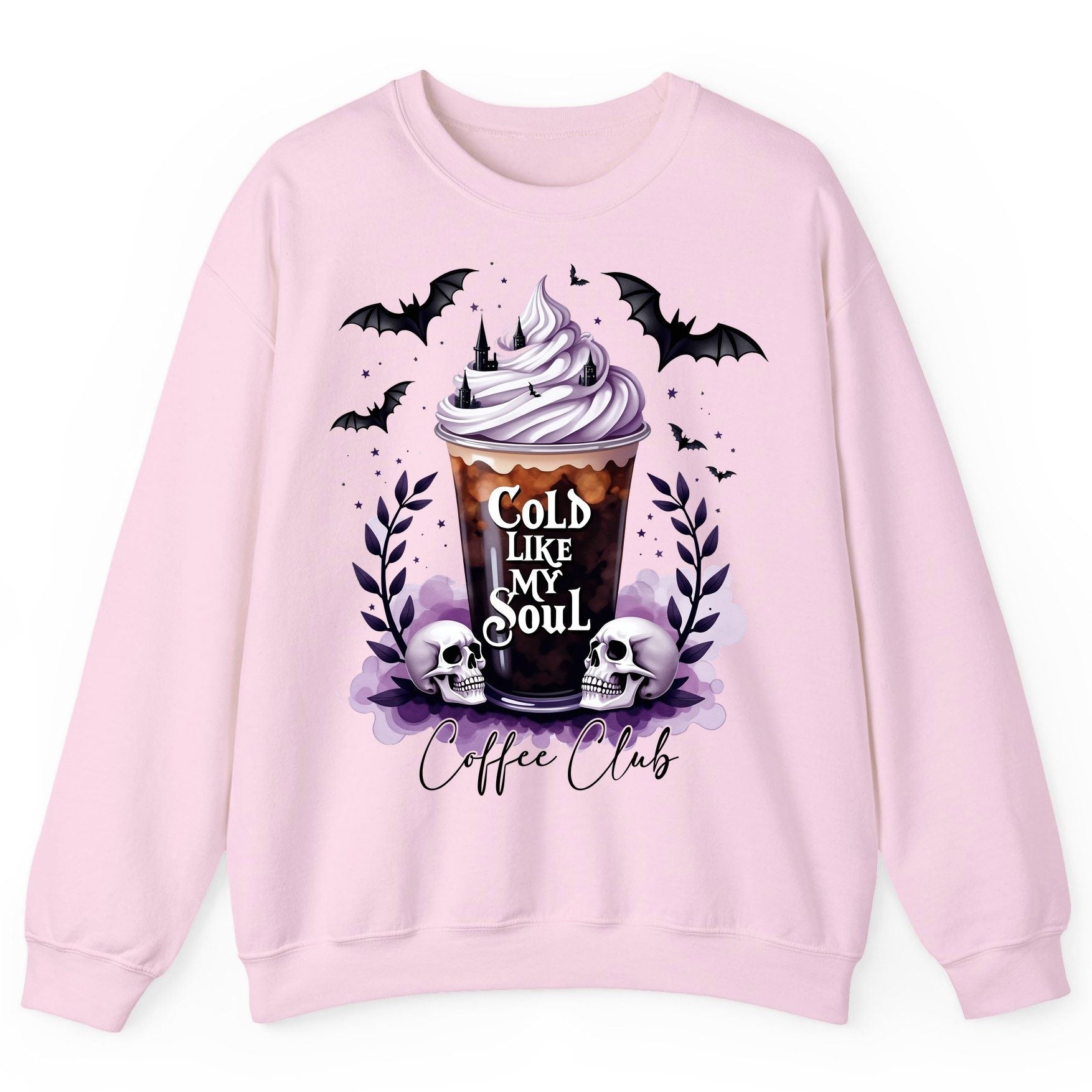 Cold Like My Soul gothic iced coffee Sweatshirt Light Pink product mockup