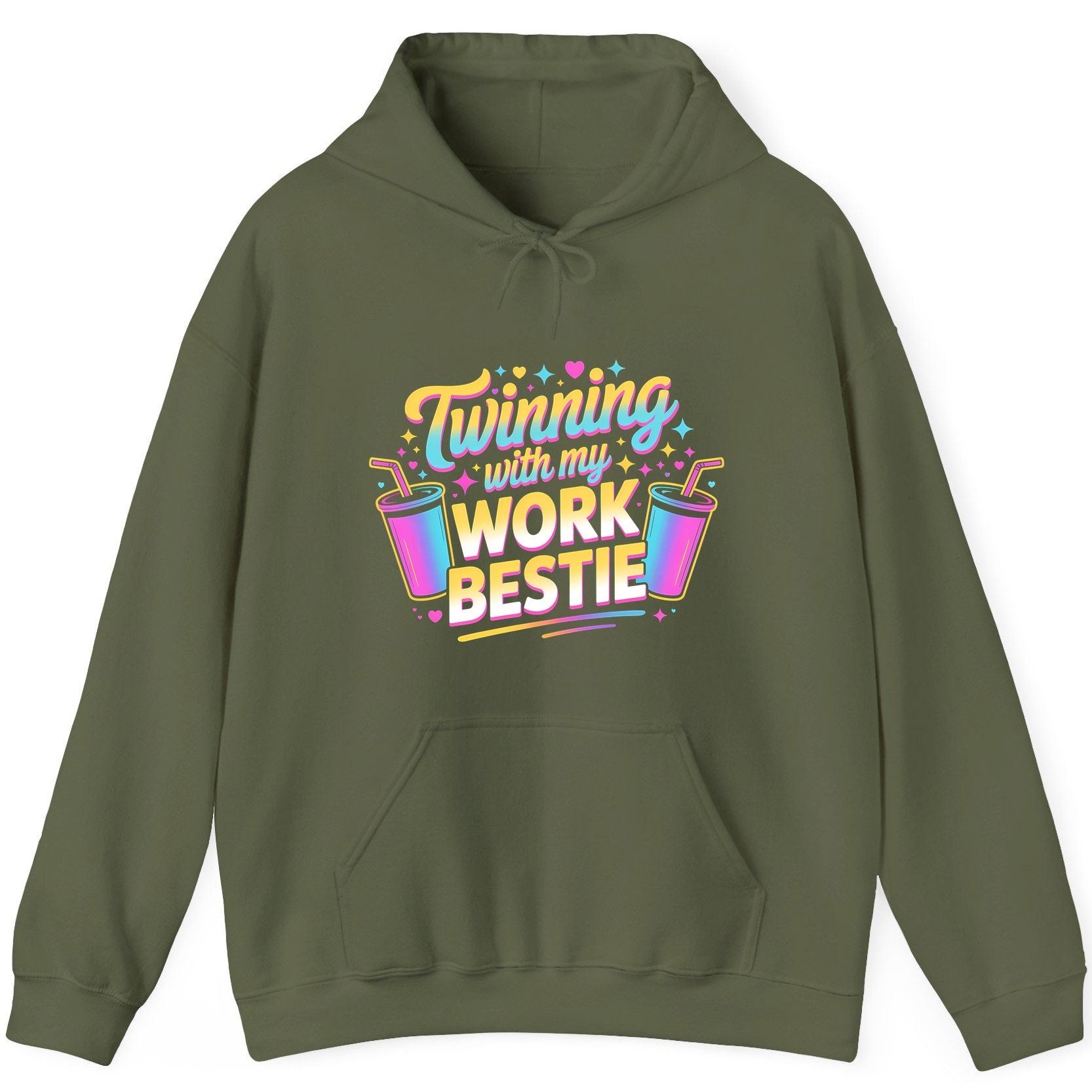 Twinning with My Work Bestie work friendship Hoodie Military Green product mockup