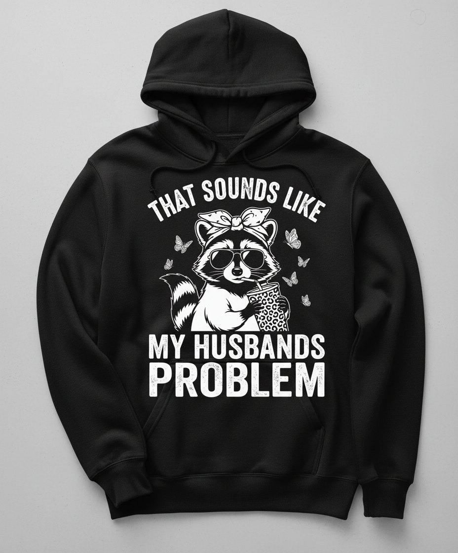 That Sounds Like My Husbands Problem Sassy Raccoon Hoodie - Black