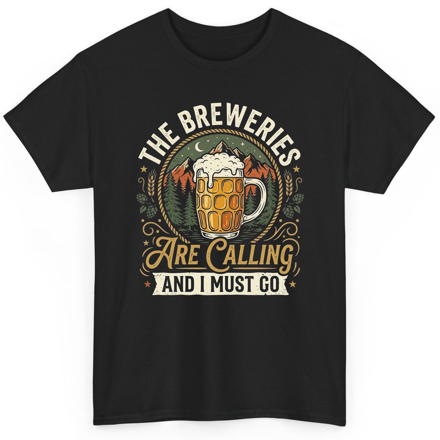 The Breweries Are Calling and I Must Go Funny Craft Beer T-Shirt - product mockup - Black