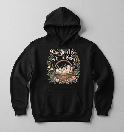 Egg-specting A Little Bunny Pregnancy Announcement Hoodie - Black