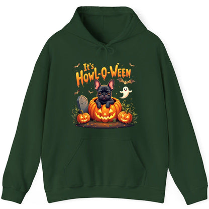 It's Howl-O-Ween french bulldog Hoodie Forest Green product mockup