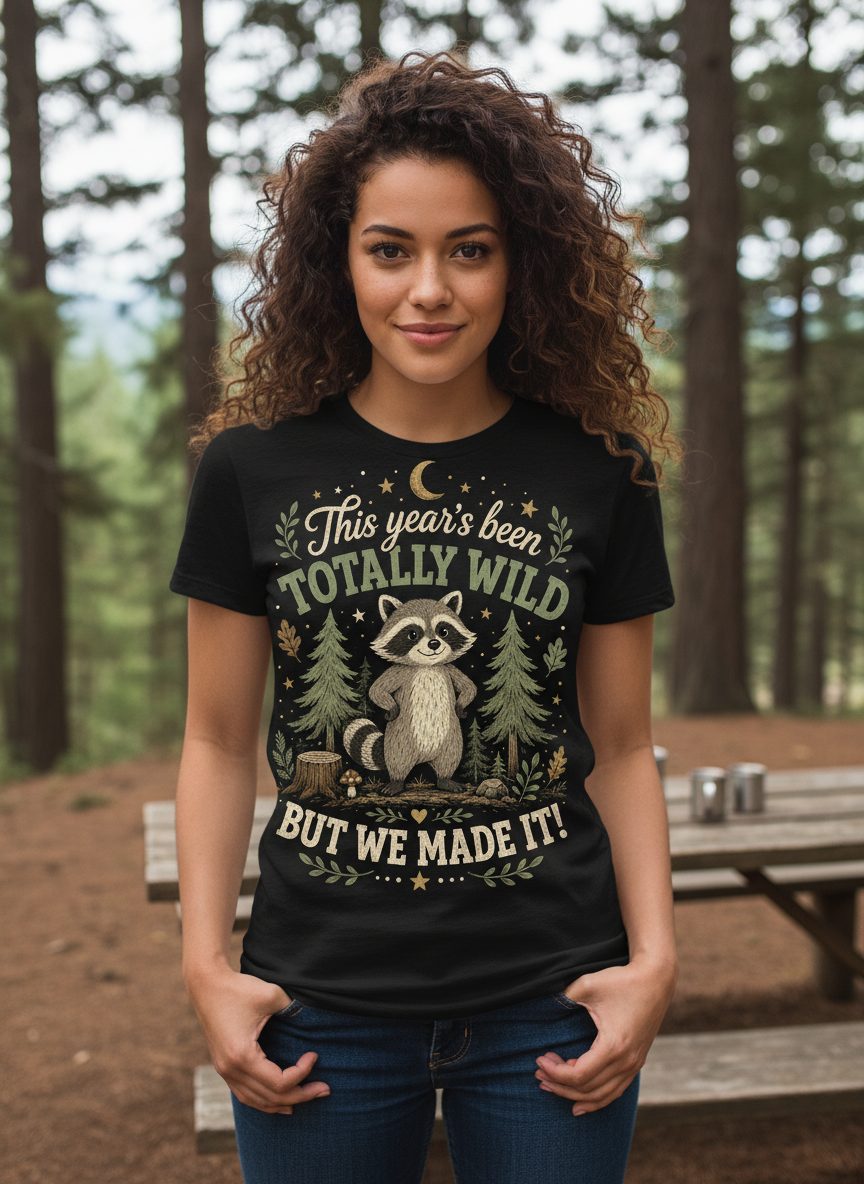 Totally Wild Raccoon Funny Animal Lovers T-Shirt - lifestyle model mockup - Black