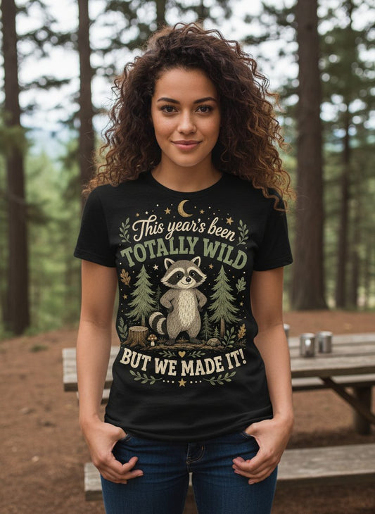 Totally Wild Raccoon Funny Animal Lovers T-Shirt - lifestyle model mockup - Black