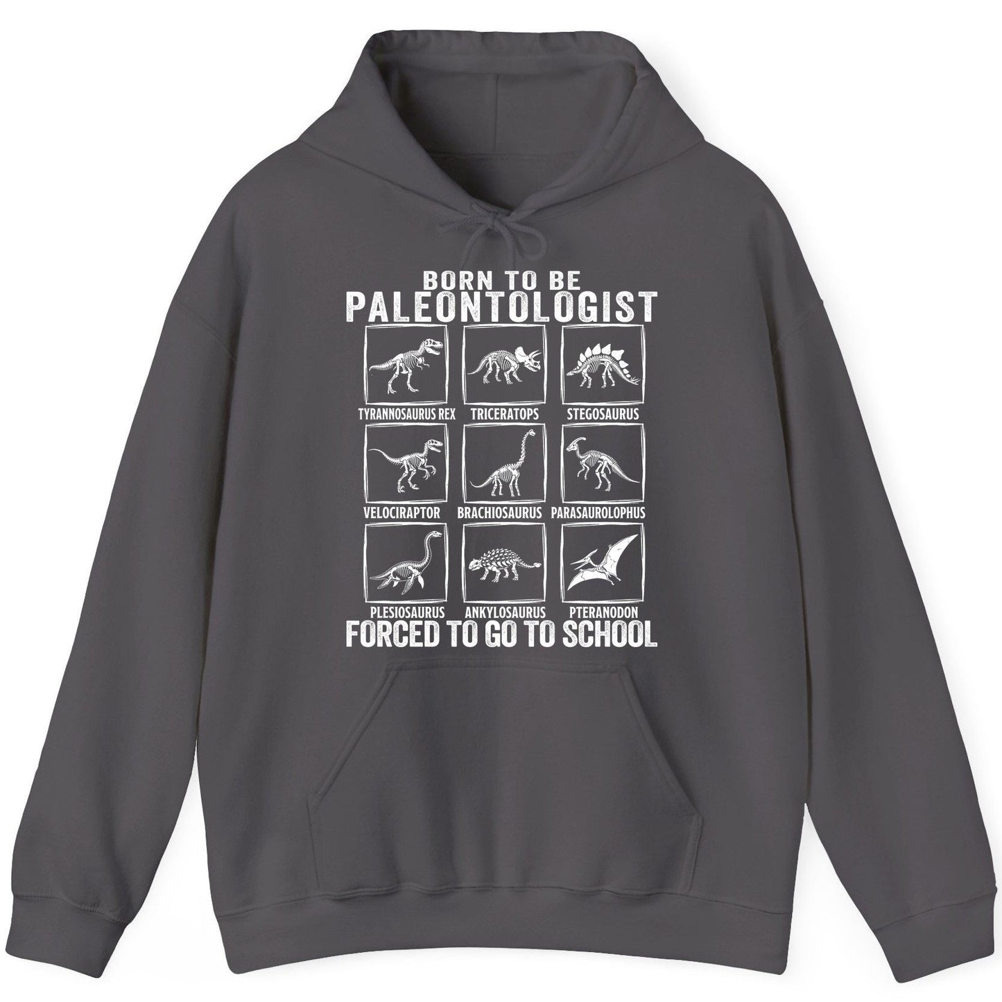 Born to Be Paleontologist Forced to Go to School paleontology Hoodie Charcoal product mockup