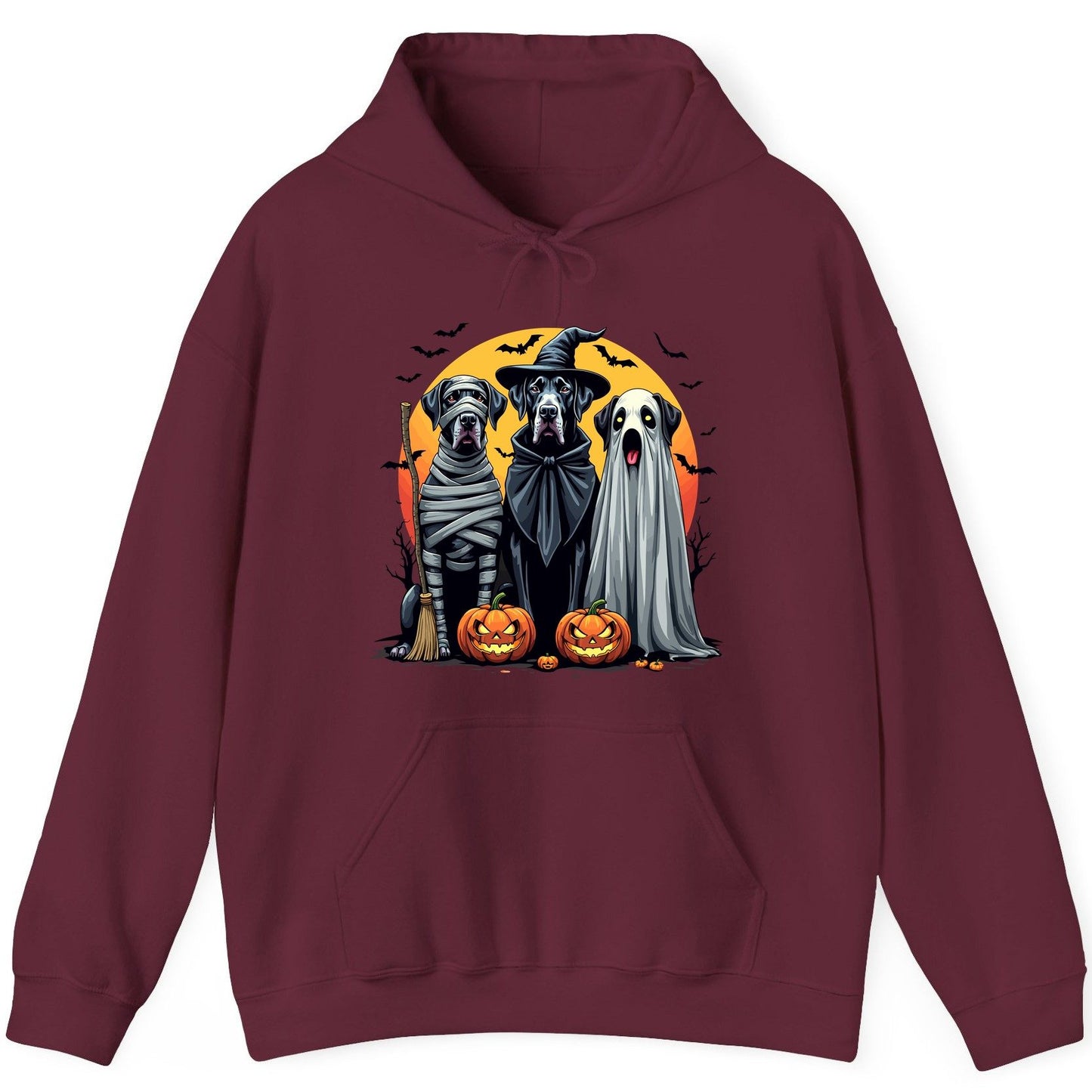 Halloween Dogs in Costumes Halloween dogs Hoodie Maroon product mockup