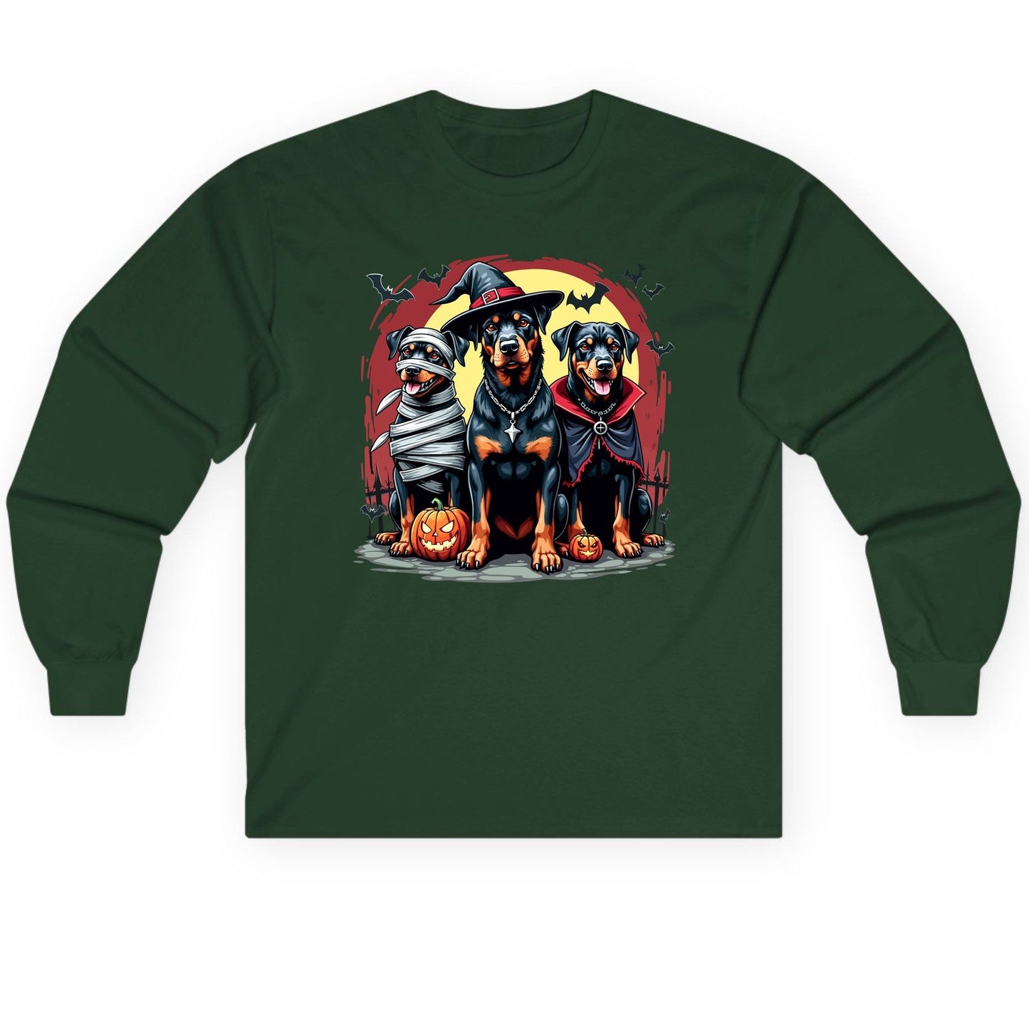 Rottweiler Halloween Costumes rottweiler Long Sleeve Tee Forest Green product mockup