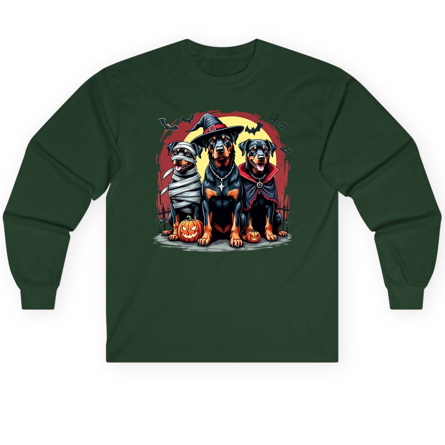 Rottweiler Halloween Costumes rottweiler Long Sleeve Tee Forest Green product mockup