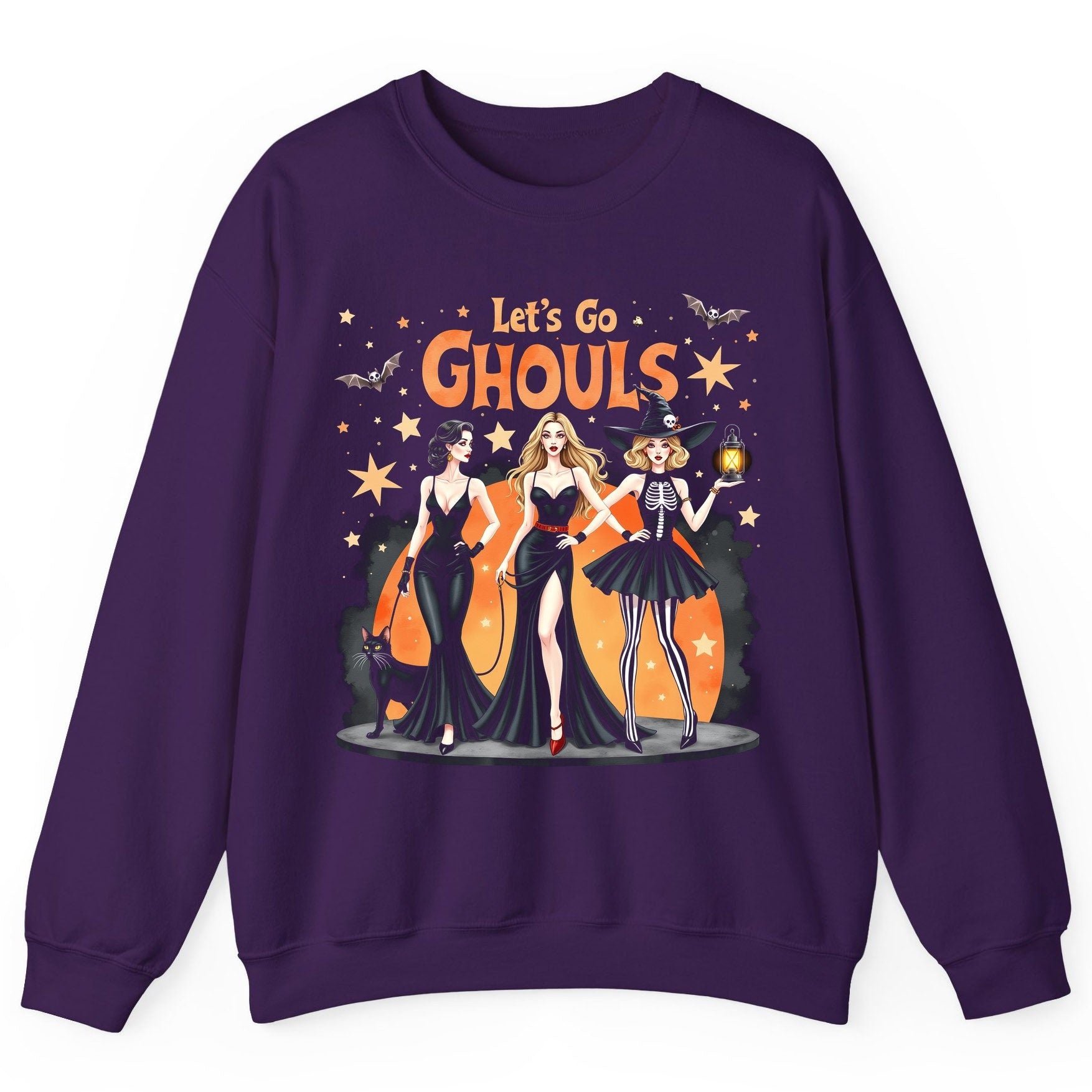 Let's Go Ghouls Halloween women Sweatshirt Purple product mockup