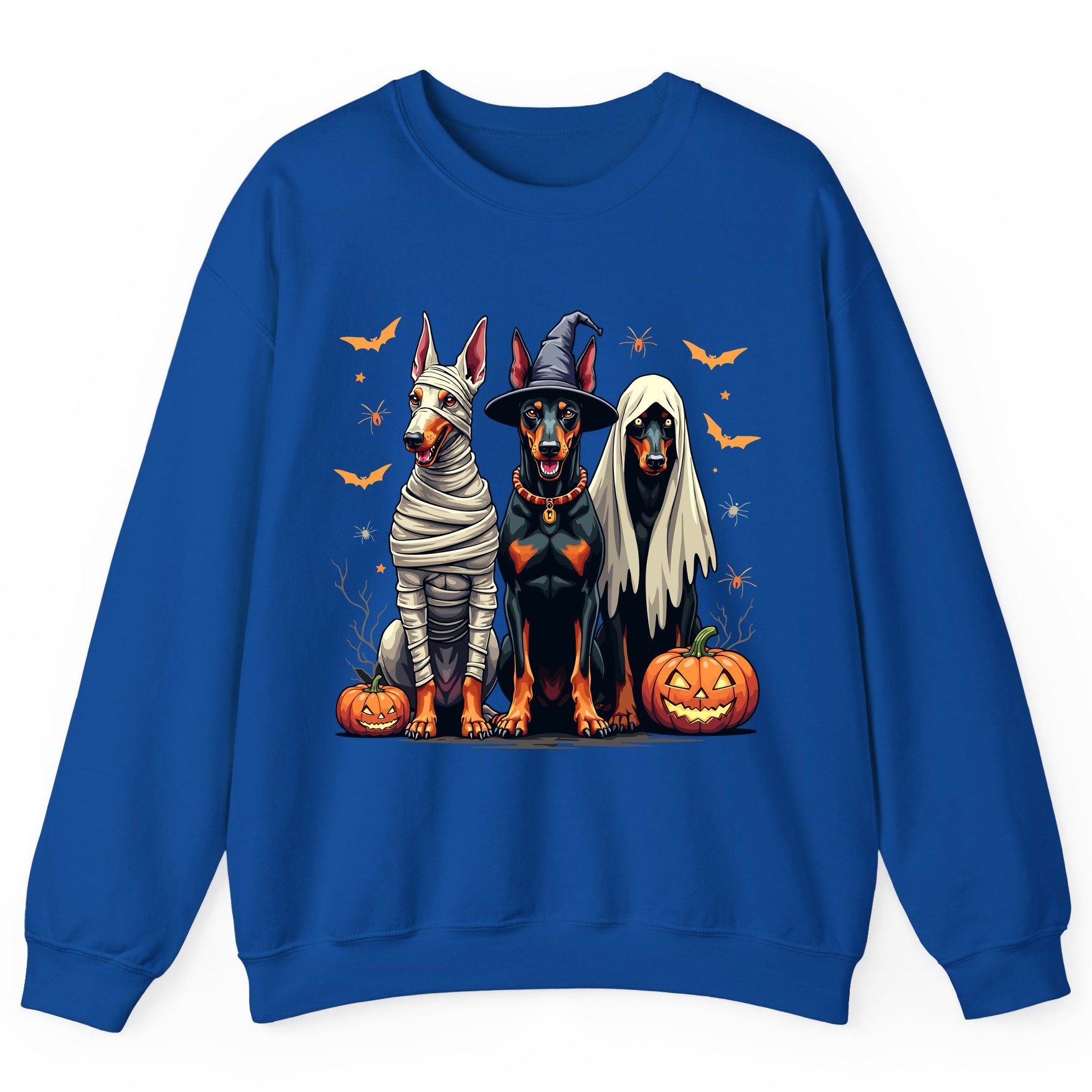 Halloween Doberman Trio doberman pinscher Sweatshirt Royal product mockup
