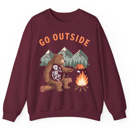 Go Outside funny bear Sweatshirt Maroon product mockup
