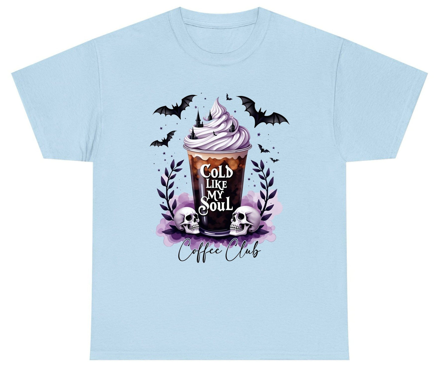 Cold Like My Soul gothic iced coffee Youth T-Shirt Light Blue product mockup