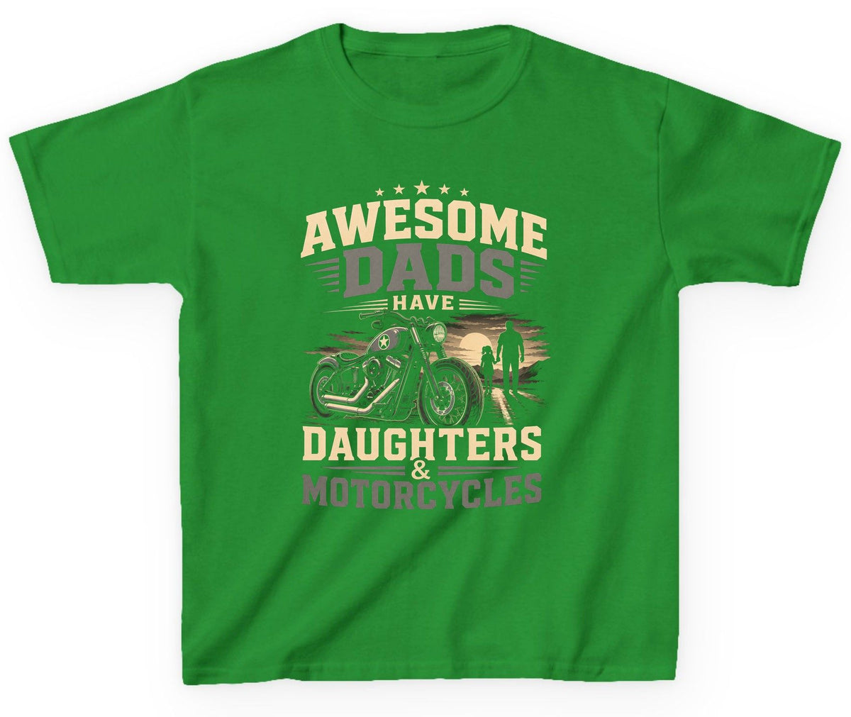 Awesome Dads Have Daughters & Motorcycles biker dad Youth T-Shirt Irish Green product mockup