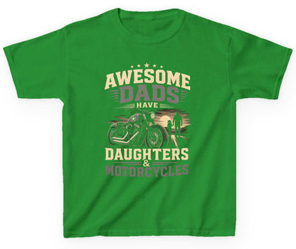 Awesome Dads Have Daughters & Motorcycles biker dad Youth T-Shirt Irish Green product mockup