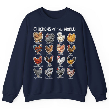 Chickens of the World chicken breeds Sweatshirt Navy product mockup