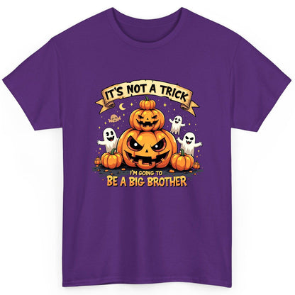 It's Not a Trick I'm Going to Be a Big Brother Halloween pregnancy announcement T-Shirt Purple product mockup
