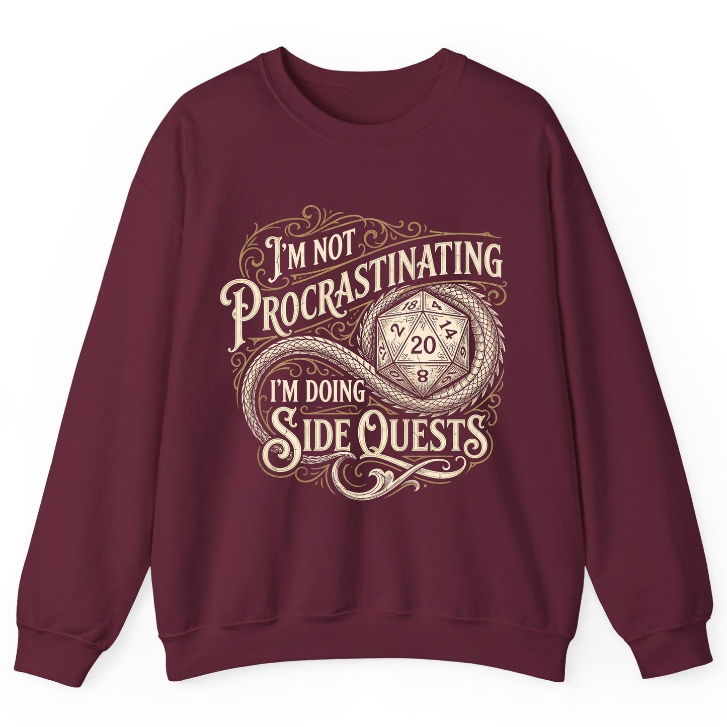 I'm Not Procrastinating I'm Doing Side Quests rpg gaming Sweatshirt Maroon product mockup