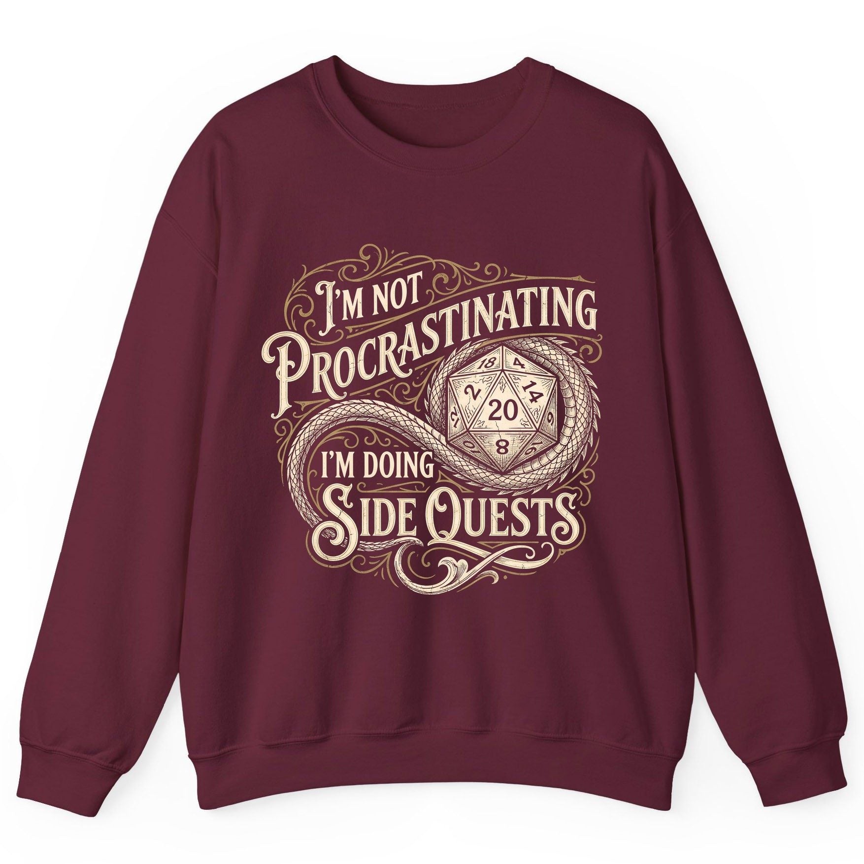 I'm Not Procrastinating I'm Doing Side Quests rpg gaming Sweatshirt Maroon product mockup