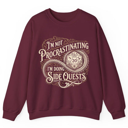 I'm Not Procrastinating I'm Doing Side Quests rpg gaming Sweatshirt Maroon product mockup