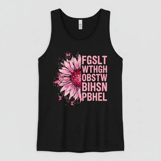 Breast Cancer Awareness Pink Sunflower Eye Chart Tank Top - Black