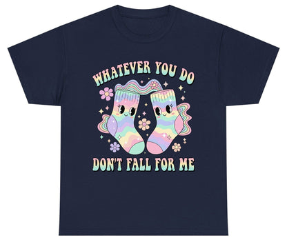 Whatever You Do Don't Fall for Me funny socks Youth T-Shirt Navy product mockup