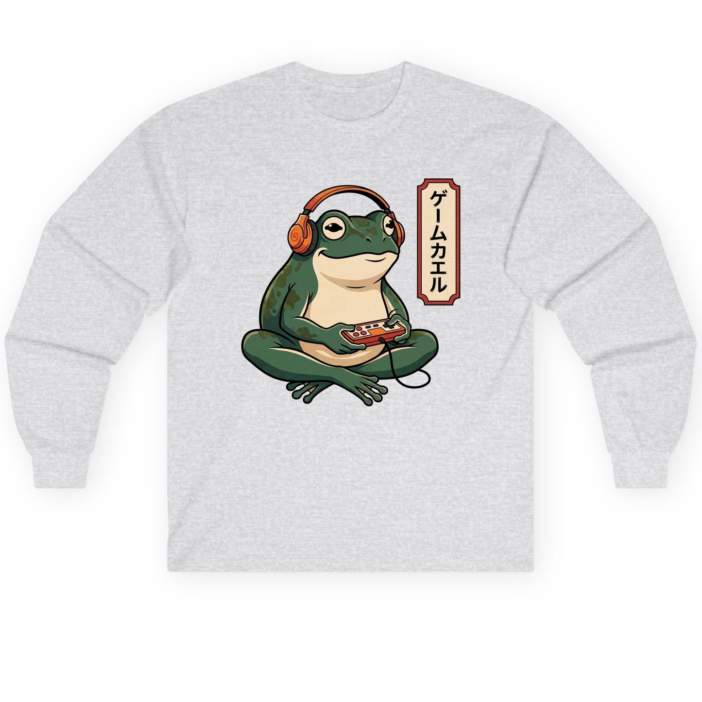 ゲームカエル gamer frog Long Sleeve Tee Ash product mockup