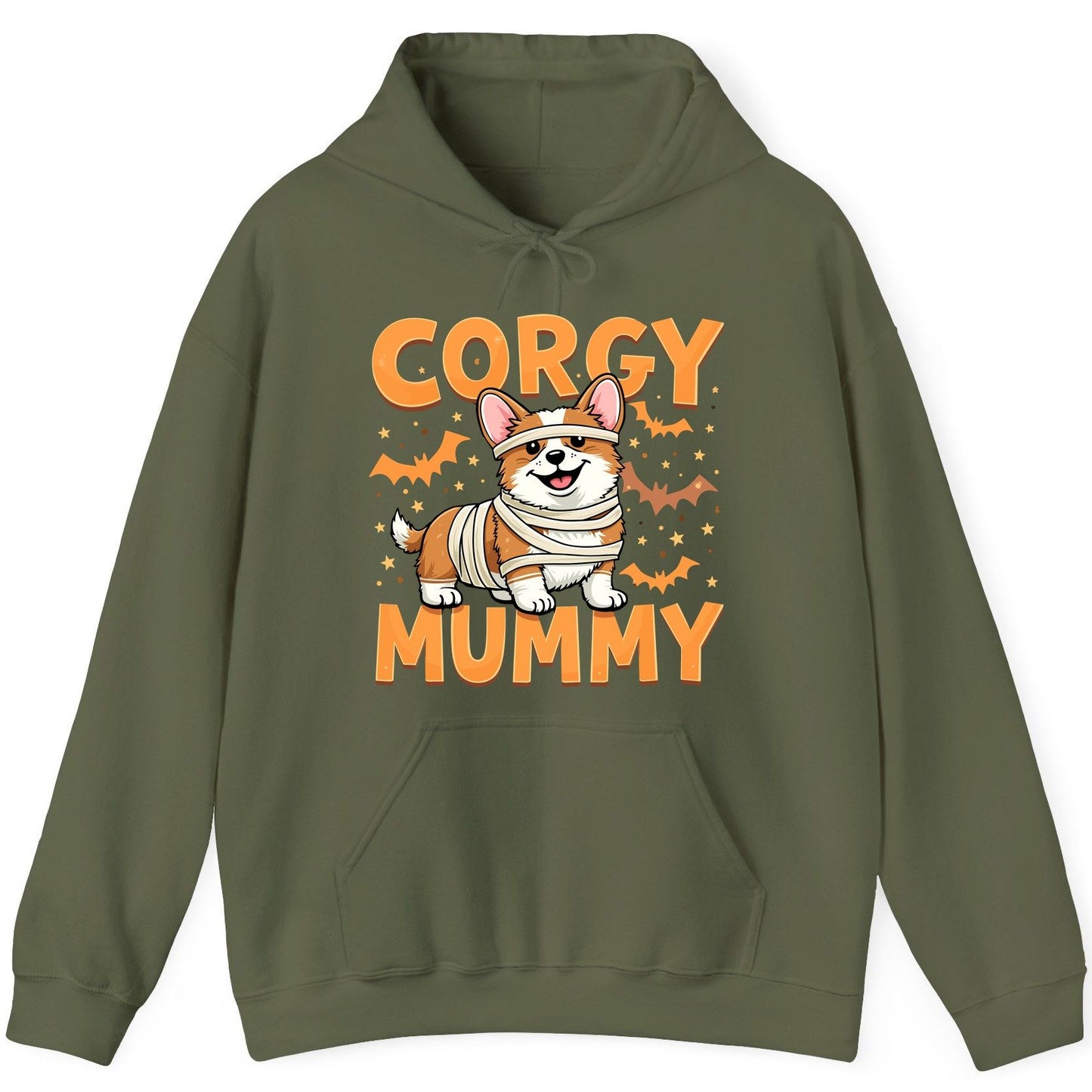 Corgy Mummy corgi Hoodie Military Green product mockup