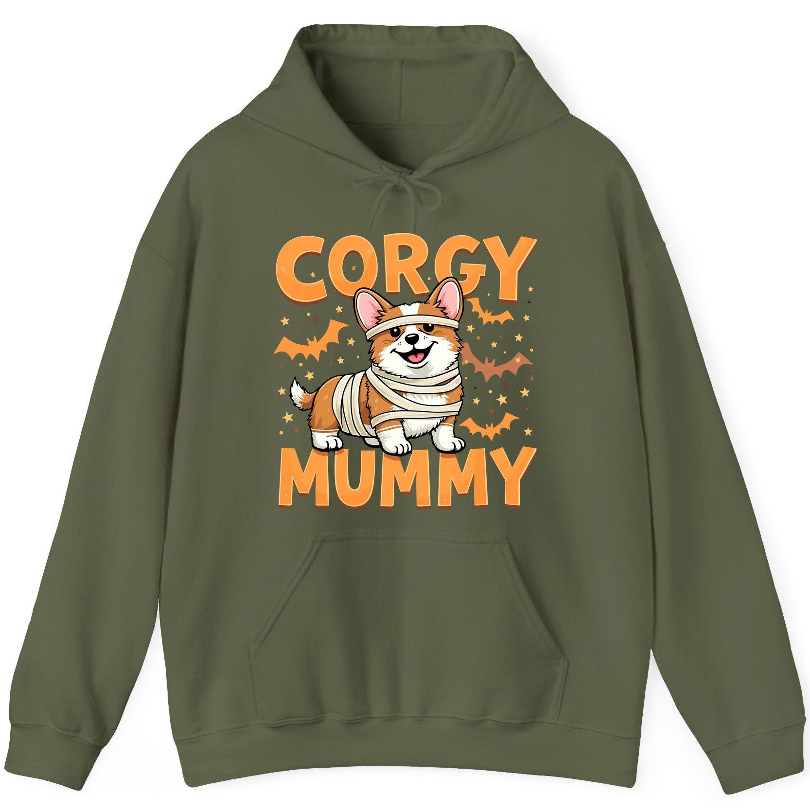 Corgy Mummy corgi Hoodie Military Green product mockup