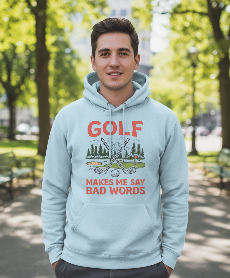 Funny Golf Makes Me Say Bad Words Vintage Design Hoodie - Light Blue