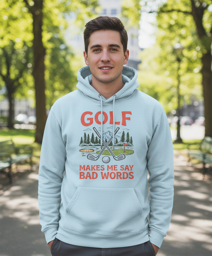 Funny Golf Makes Me Say Bad Words Vintage Design Hoodie - Light Blue