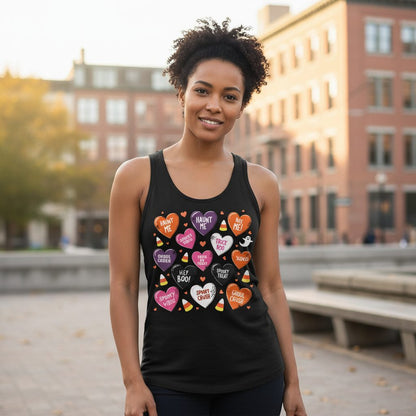 Spooky Halloween Conversation Hearts Halloween conversation hearts Tank Top Black lifestyle mockup