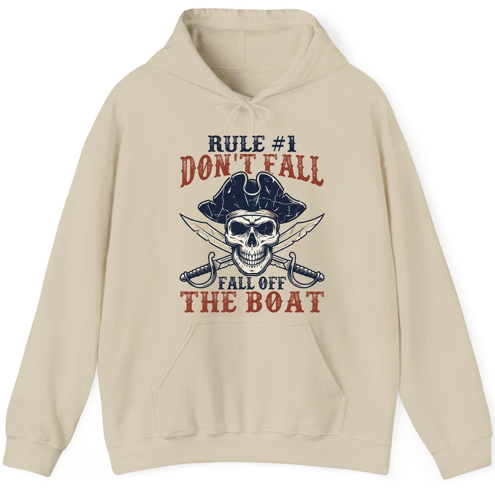 Rule 1 Don't Fall Off the Boat pirate Hoodie Sand product mockup