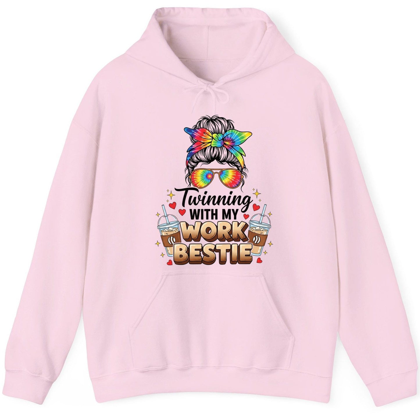 Twinning with My Work Bestie work bestie Hoodie Light Pink product mockup