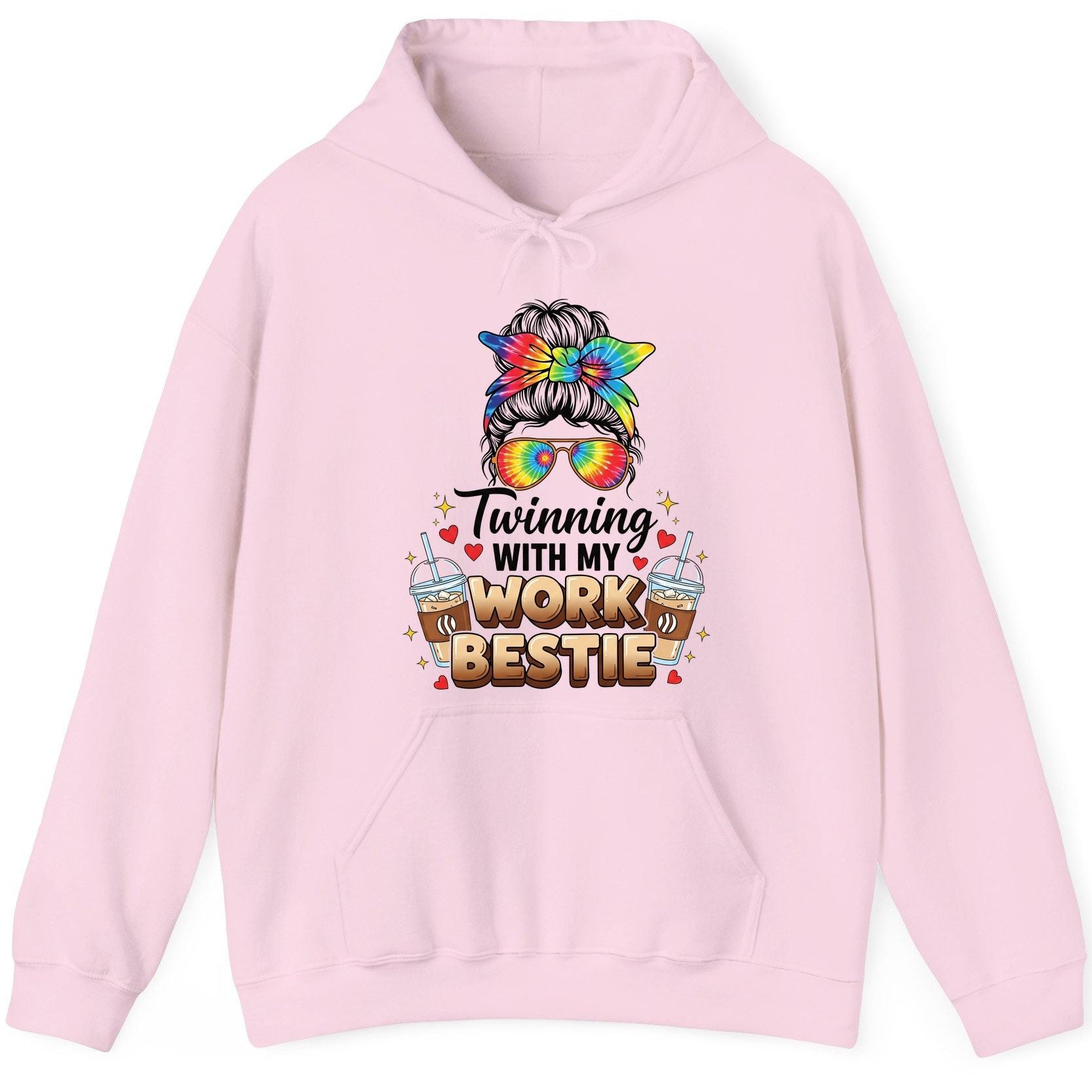 Twinning with My Work Bestie work bestie Hoodie Light Pink product mockup