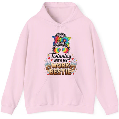 Twinning with My Work Bestie work bestie Hoodie Light Pink product mockup